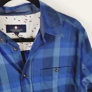 Argyle culture Russell Simmons blue plaid button